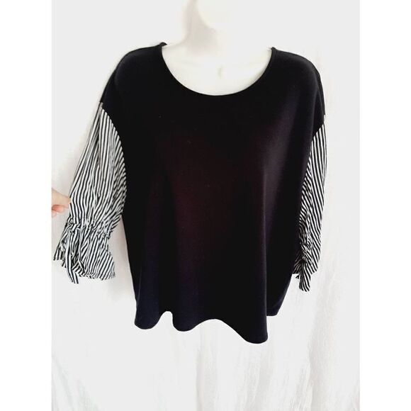 Madison sz large soft sweater striped arms top - Picture 1 of 4